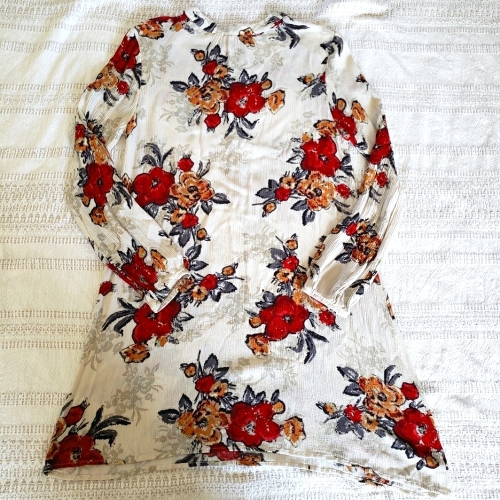 Le lis Nordstrom brand floral print dress, brushed cotton, long sleeve, modest